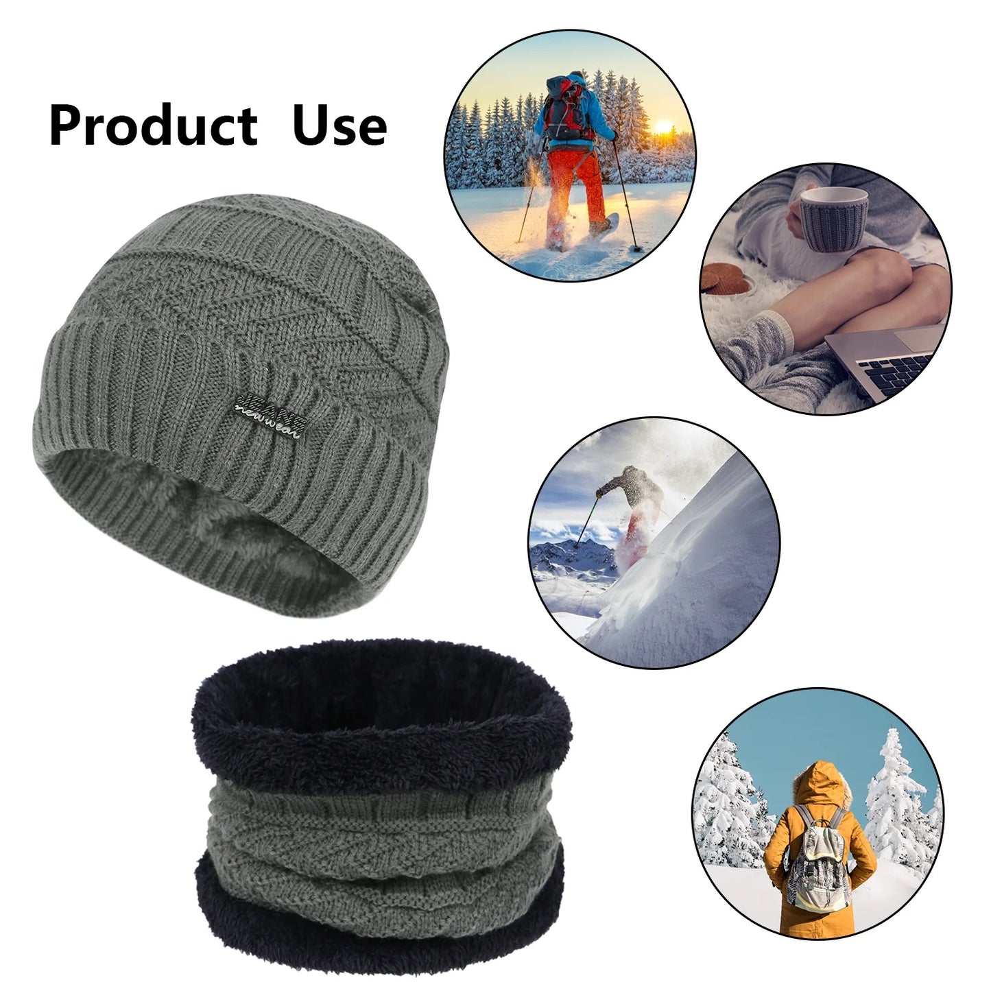 5 Pcs Winter Beanie Hat Scarf Touchscreen Gloves Set with Wool Socks for Men Women