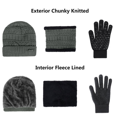 5 Pcs Winter Beanie Hat Scarf Touchscreen Gloves Set with Wool Socks for Men Women 