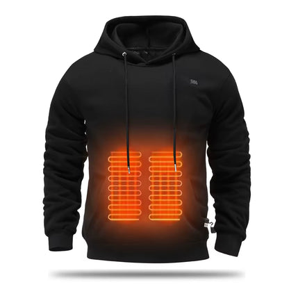 Men'S USB Heated Fleece Hoodie, Warm Outdoor Casual Sweatshirt with Electric Heating Function
