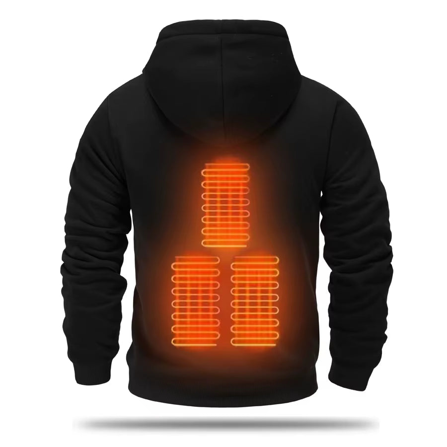 Men'S USB Heated Fleece Hoodie, Warm Outdoor Casual Sweatshirt with Electric Heating Function