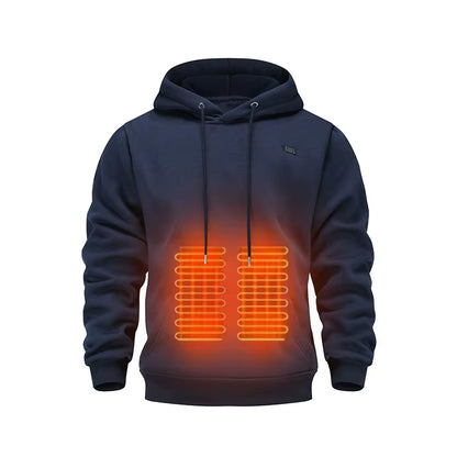 Men'S USB Heated Fleece Hoodie, Warm Outdoor Casual Sweatshirt with Electric Heating Function